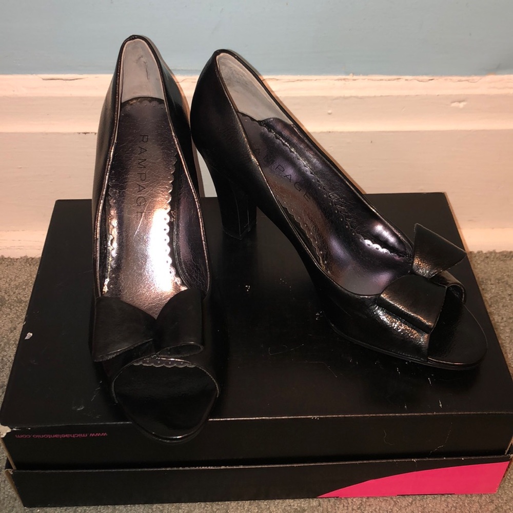 Rampage - Black High Open Heel with Bow